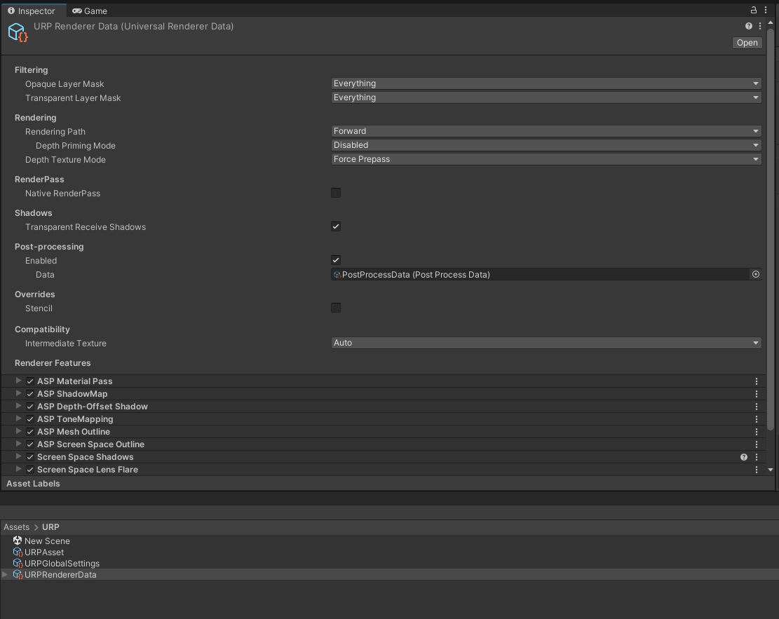2)Universal Renderer Data