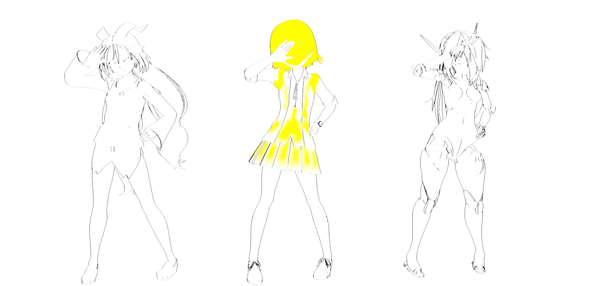 The image above shows the debug mode, which only displays the outline and the mask (yellow pixels) used to control outline visibility.